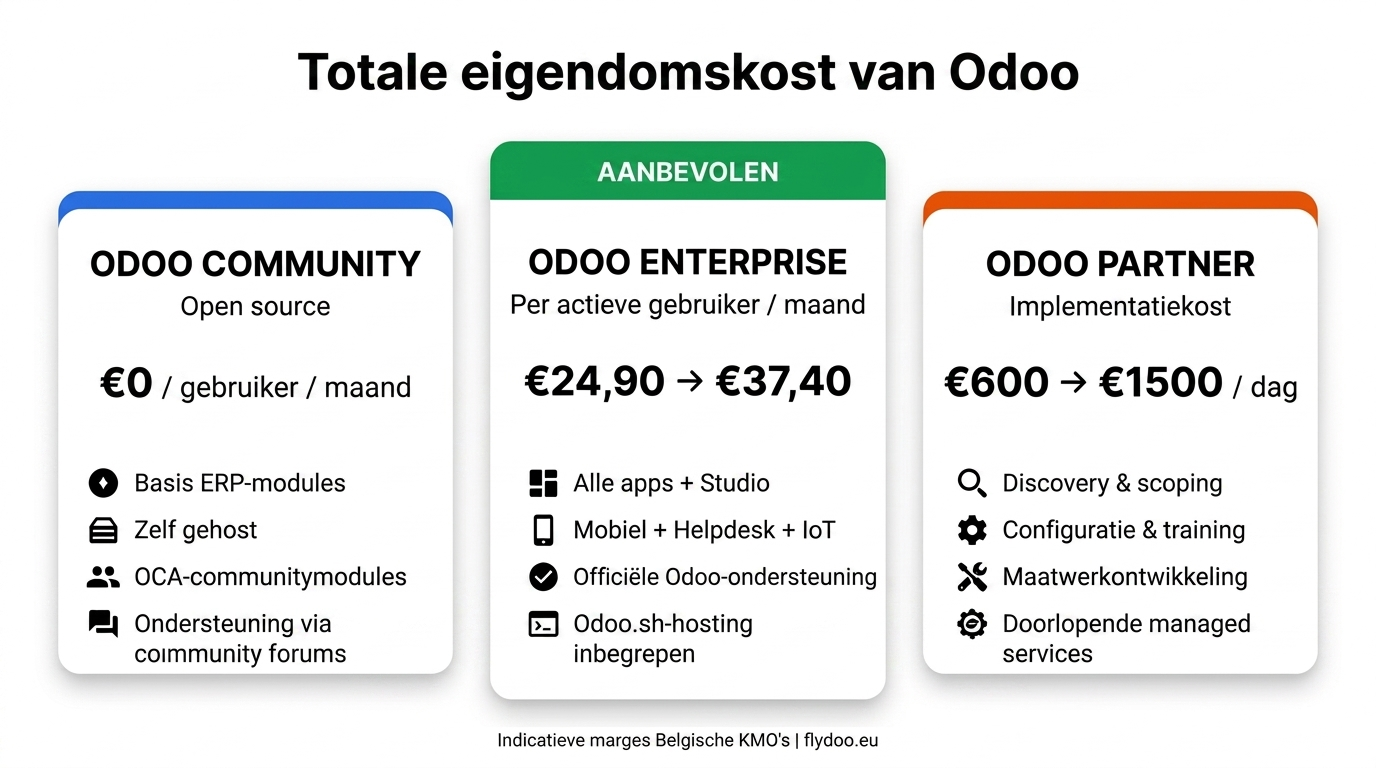Indicatieve Odoo TCO voor Belgische KMO's.
